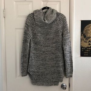 Black and white cowl neck sweater